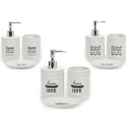 Set Bagno 3 pezzi in Ceramica Bianco Home Sweet Home
