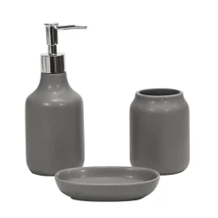 Set Bagno 3 pezzi in Ceramica Grigio