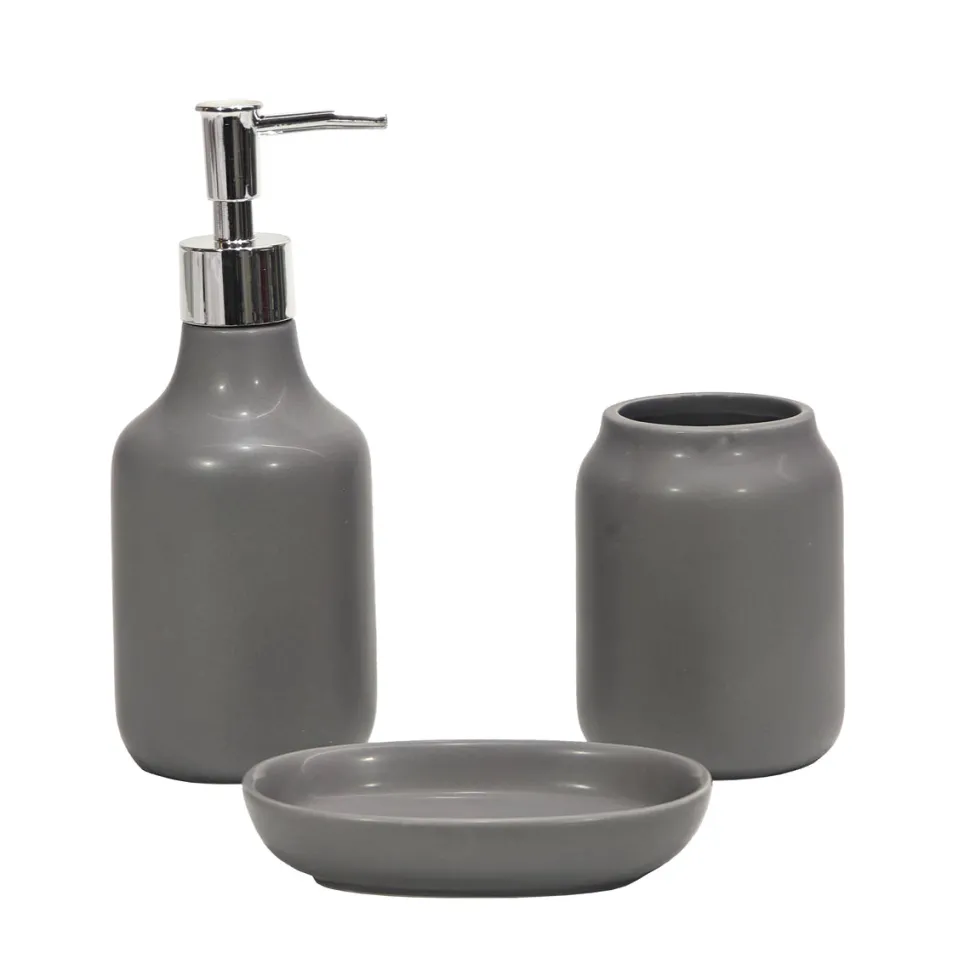 Set Bagno 3 pezzi in Ceramica Grigio