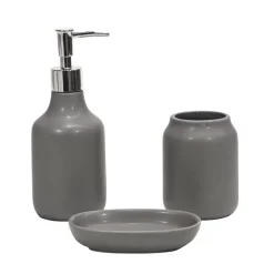 Set Bagno 3 pezzi in Ceramica Grigio