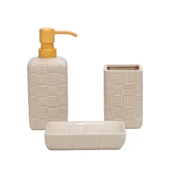 Set Bagno 3 pezzi in Ceramica Rosa