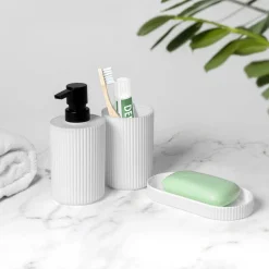 Set Bagno 3 pezzi in Polipropilene Bianco