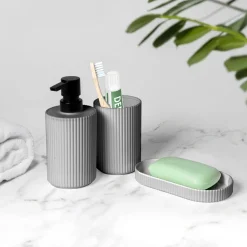 Set Bagno 3 pezzi in Polipropilene Grigio