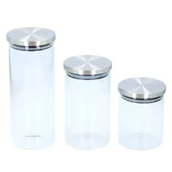 Set 3 barattoli con tappo a chiusura ermetica in vetro