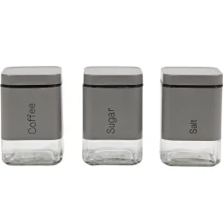 Set 3 barattoli da cucina Grigio 80 cl
