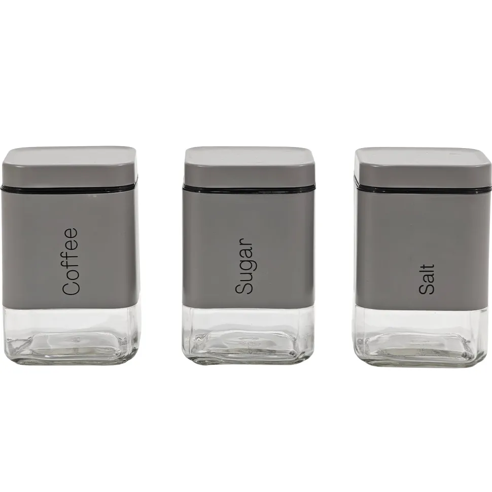 Set 3 barattoli da cucina Grigio 80 cl