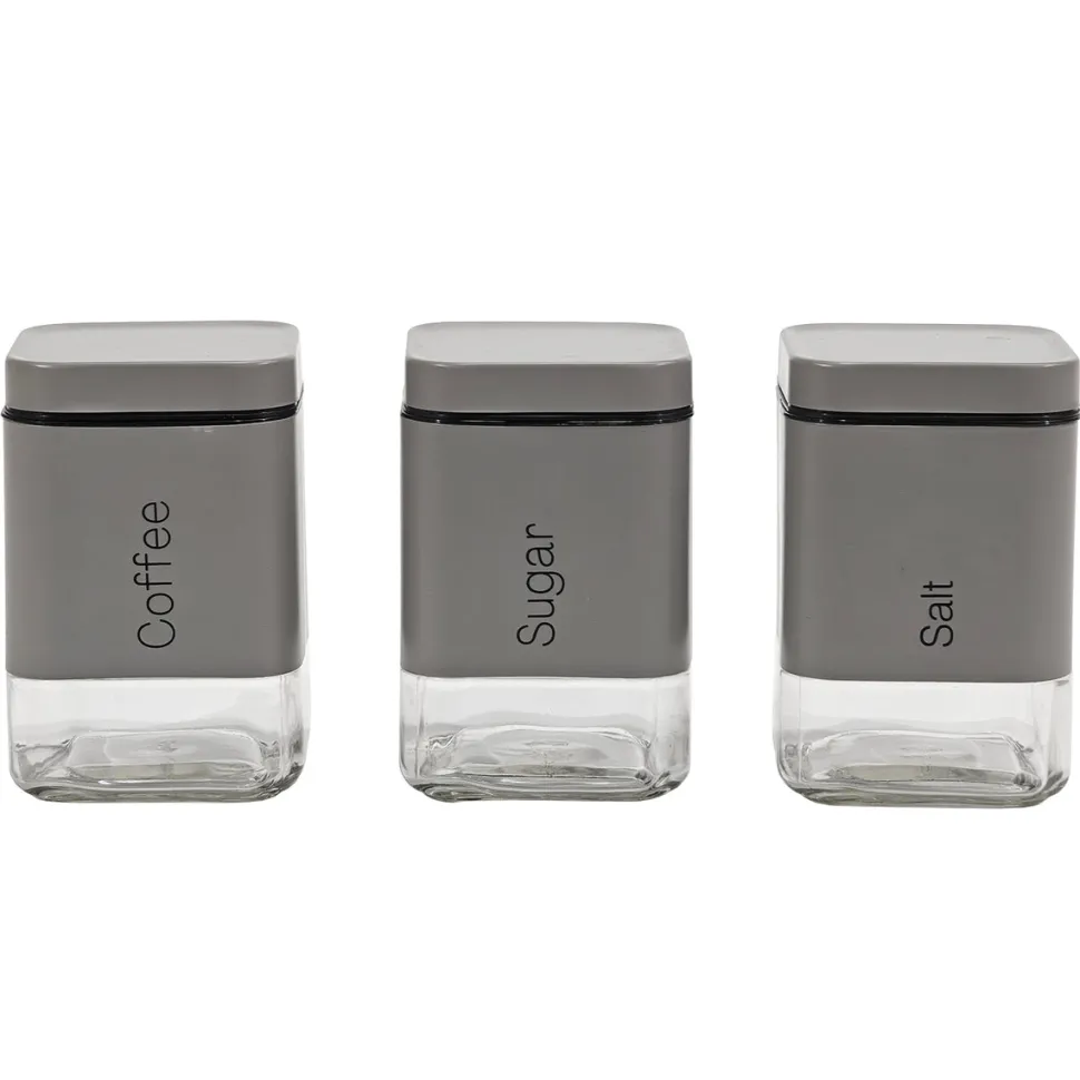 Set 3 barattoli da cucina Grigio 80 cl