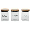 Set 3 barattoli in vetro con Coperchio in Metallo Effetto Bamboo da 1 Litro