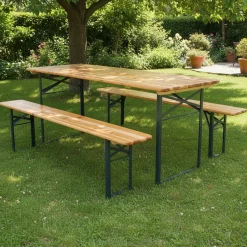 Set Birreria da giardino con Tavolo e 2 panchine Pieghevoli