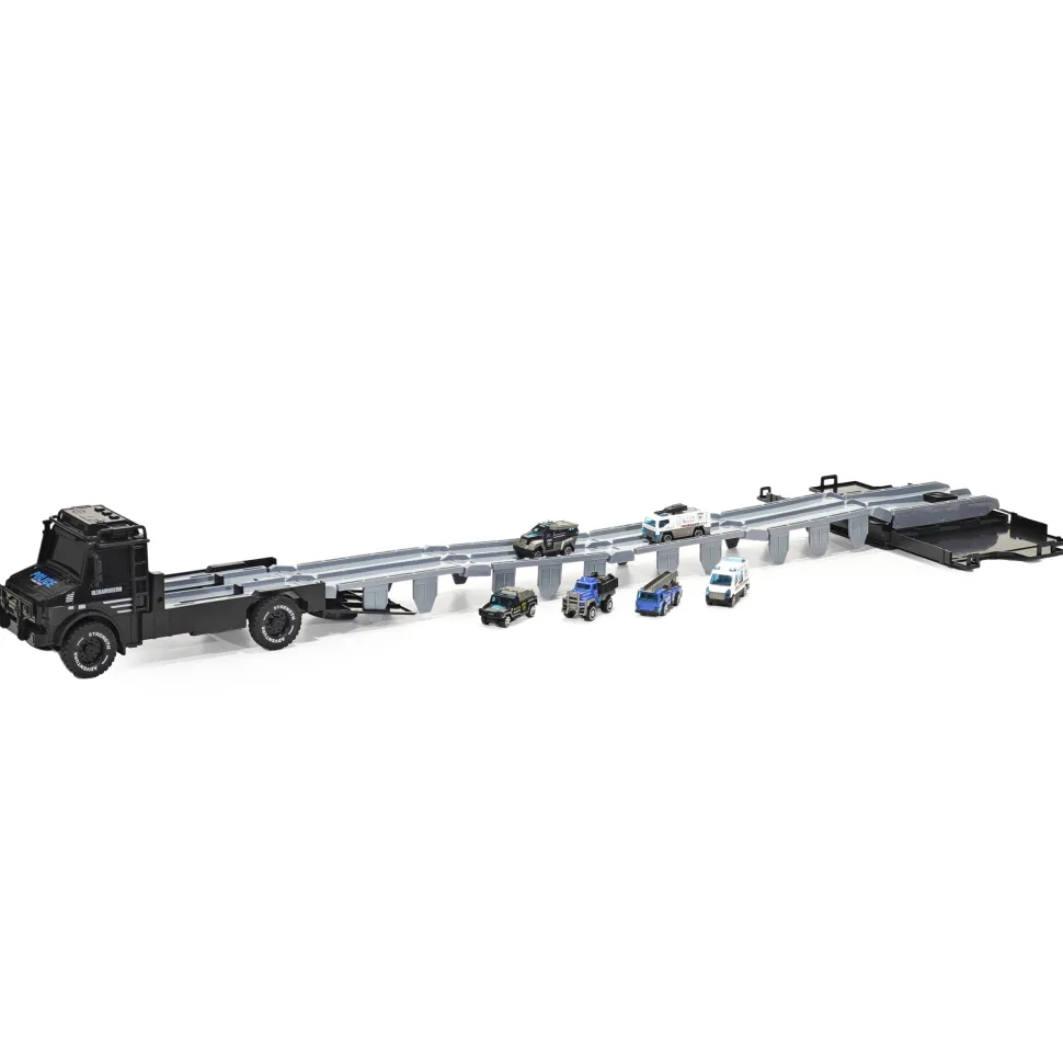 Set Camion Trasportatore RAIL con Mini Veicoli in Metallo Die-Cast e Luci