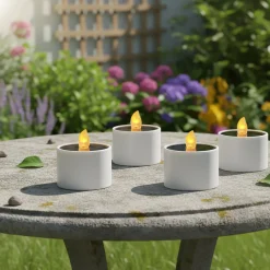 Set 4 Candele Solari Led Effetto Fiamma