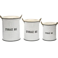 Set 3 Ceste Portabiancheria con Manici Bianco