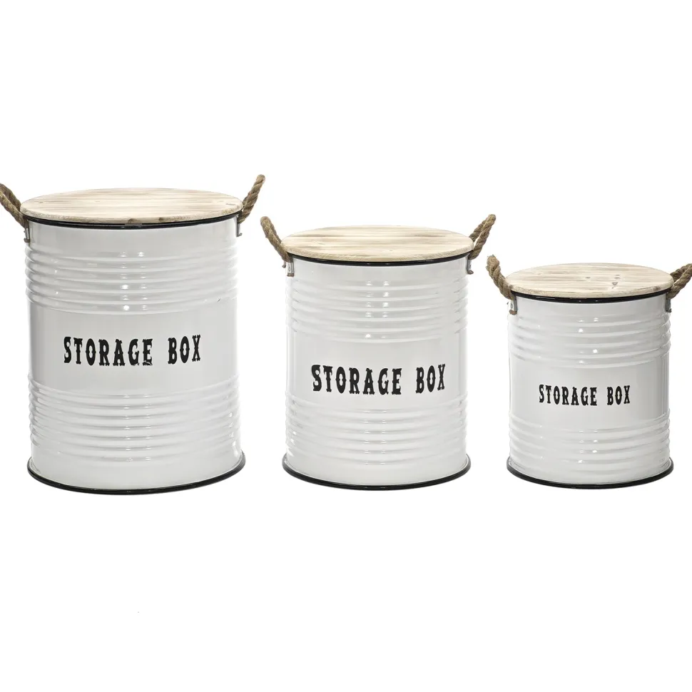 Set 3 Ceste Portabiancheria con Manici Bianco