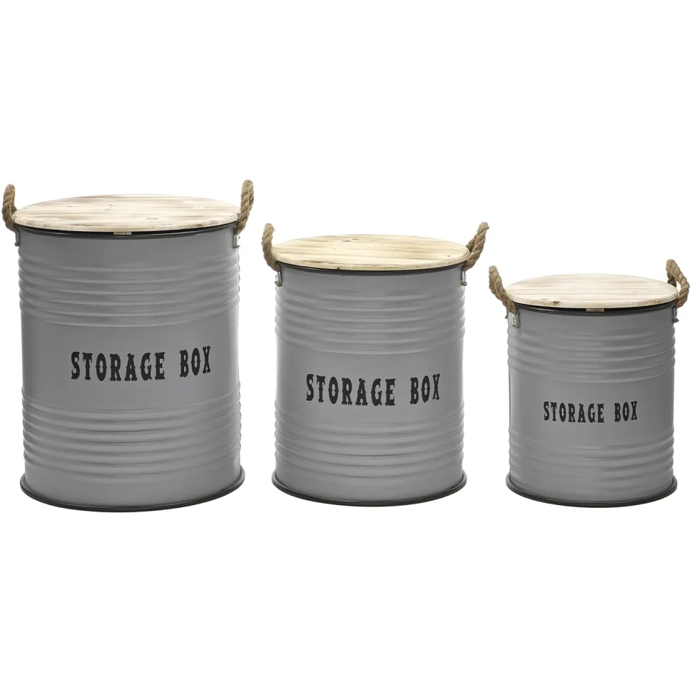 Set 3 Ceste Portabiancheria con Manici Grigio