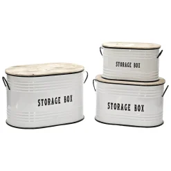 Set 3 Ceste Portabiancheria con Manici Rettangolare Bianco