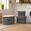 Set 3 Ceste Portabiancheria con Manici Rettangolare Grigio