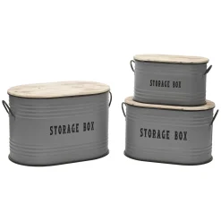 Set 3 Ceste Portabiancheria con Manici Rettangolare Grigio