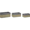 Set 3 Cestini Portaoggetti in Bamboo con Rivestimento in Policotone