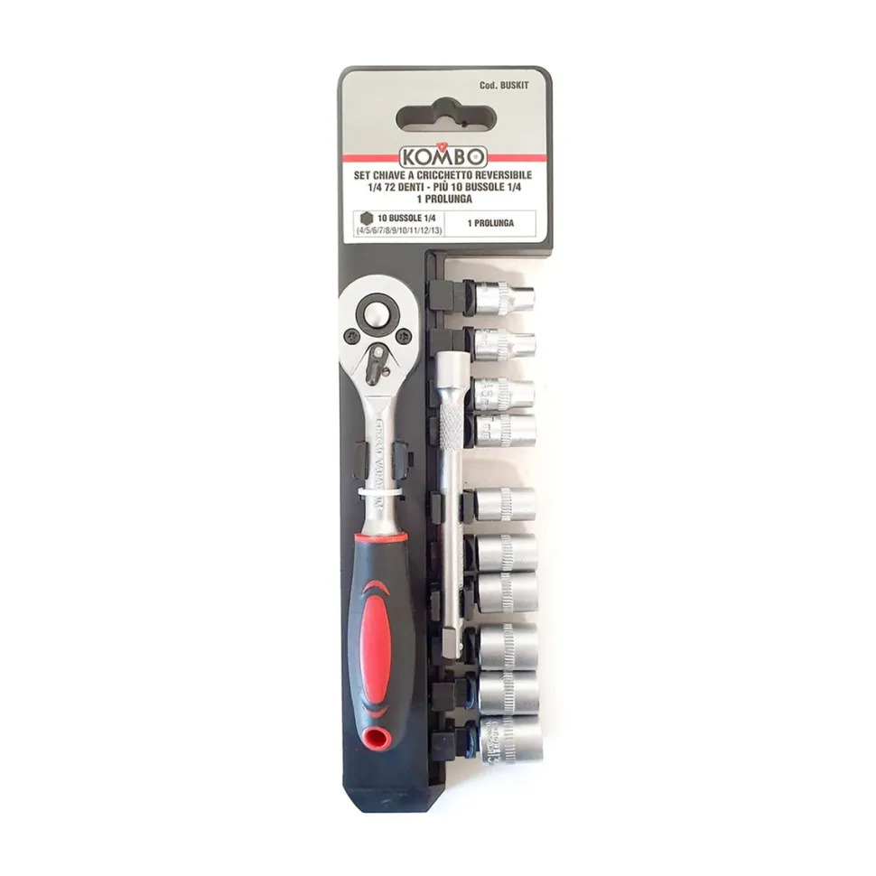 Set Chiave Cricchetto 1/4" con Bussole 12 pezzi