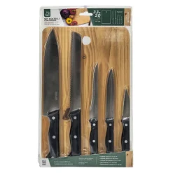 Set Coltelli con tagliere in legno 33x20 cm Linea Woodpine