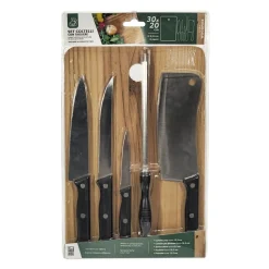 Set Coltelli con tagliere in legno 30x20 cm Linea Woodpine