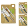 Set Coltelli in Acciaio Inox con Tagliere in Bambù 4 Pezzi Linea Bamboo