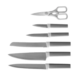 Set Coltelli 6 Pezzi con Ceppo e Forbici in Acciaio Inox