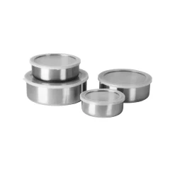 Set 4 Contenitori con Coperchi in Acciaio inox Food Organizer