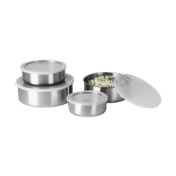 Set 4 Contenitori con Coperchi in Acciaio inox Food Organizer