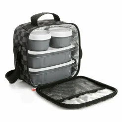 set 4 Contenitori e Borsa Termica Urban Food Casual Nero e Grigio