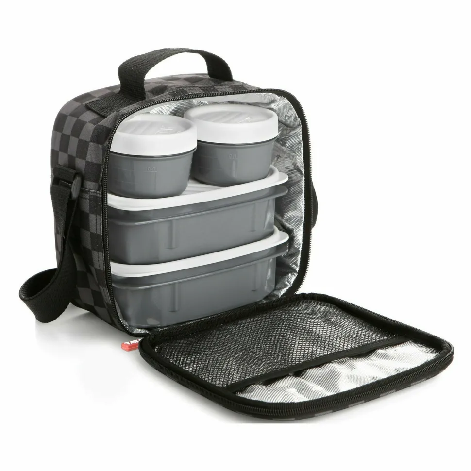 set 4 Contenitori e Borsa Termica Urban Food Casual Nero e Grigio