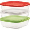 Set 3 Contenitori Ermetici Quadrati con Coperchio Multicolor
