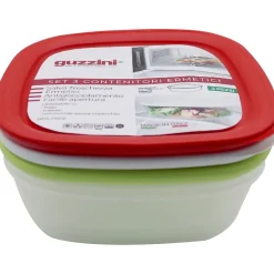 Set 3 Contenitori Ermetici Quadrati con Coperchio Multicolor