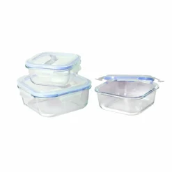 Set 3 Contenitori in vetro con coperchio ermetico Food Organizer
