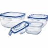 Set 3 Contenitori Rettangolari in Polipropilene con coperchio ermetico Food Organizer