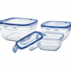 Set 3 Contenitori Rettangolari in Polipropilene con coperchio ermetico Food Organizer