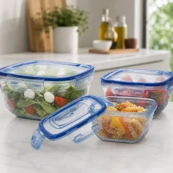 Set 3 Contenitori Rettangolari in Polipropilene con coperchio ermetico Food Organizer