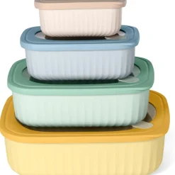 Set 4 Contenitori Rettangolari con Coperchi Ermetici Multicolor Linea Timeless