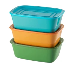 Set 3 Contenitori Rettangolari Ermetici Everfresh con Coperchio Multicolor