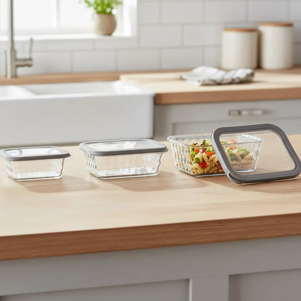 Set 3 Contenitori Rettangolari Ermetici Trasparenti Linea Timeless
