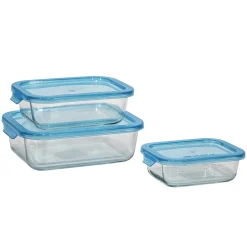 Set 3 Contenitori Salvaspazio in Vetro Borosilicato Food Organizer