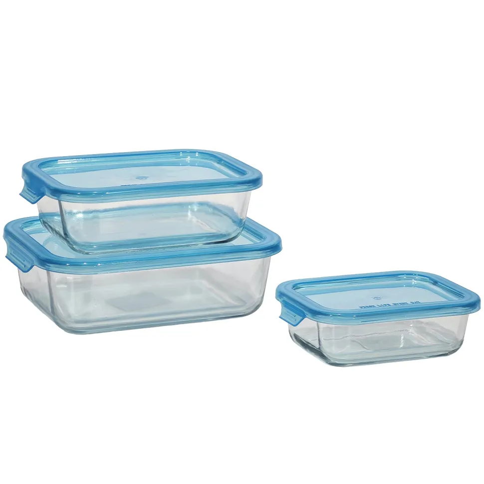 Set 3 Contenitori Salvaspazio in Vetro Borosilicato Food Organizer