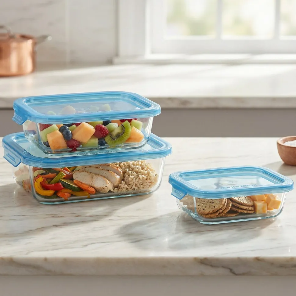 Set 3 Contenitori Salvaspazio in Vetro Borosilicato Food Organizer
