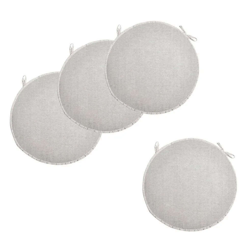 Set 4 cuscini rotondi Panarea per sedia grigio chiaro diametro 39 cm