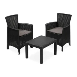 Set da giardino Forest 3 Pezzi Antracite Linea Rattan