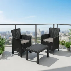 Set da giardino Forest 3 Pezzi Antracite Linea Rattan