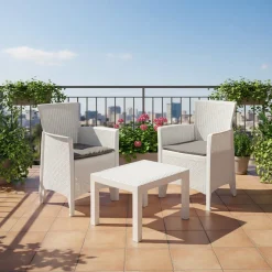 Set da giardino Forest 3 Pezzi Bianco Linea Rattan