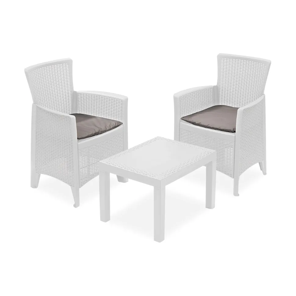 Set da giardino Forest 3 Pezzi Bianco Linea Rattan