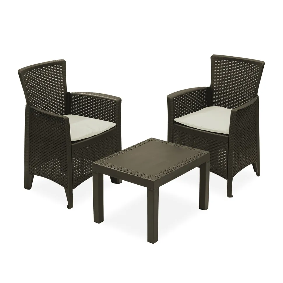 Set da giardino Forest 3 Pezzi Marrone Linea Rattan