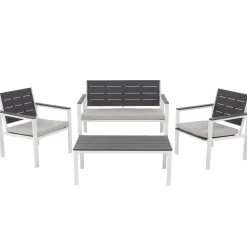 Set da giardino in acciaio Bianco con Doghe Effetto Legno Antracite